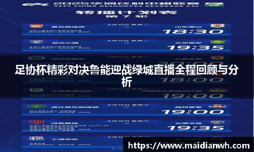 足协杯精彩对决鲁能迎战绿城直播全程回顾与分析