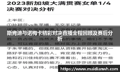 斯肯迪与诺梅卡精彩对决直播全程回顾及赛后分析
